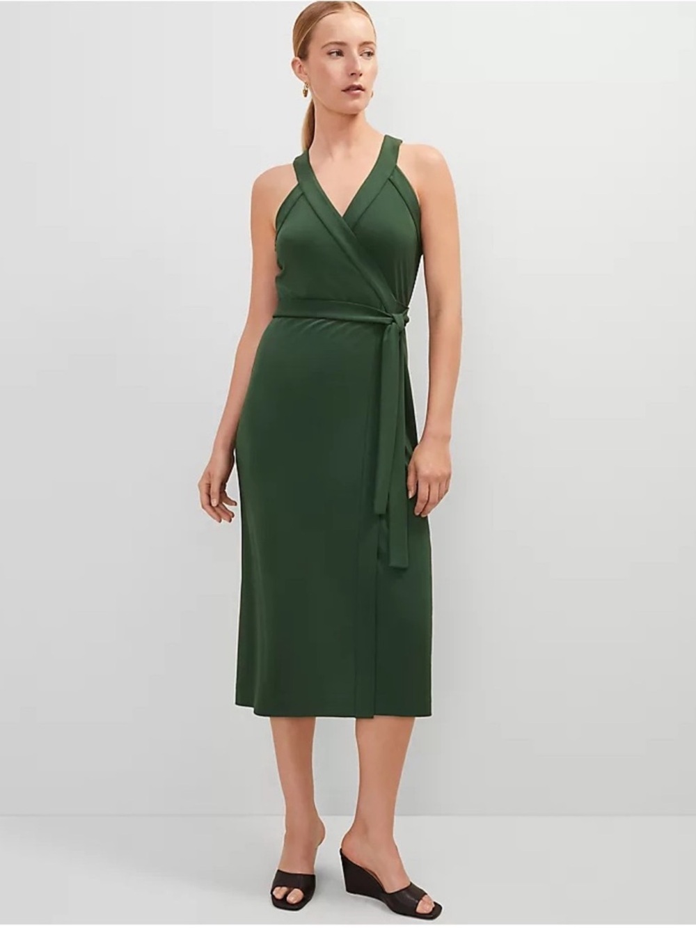 Ann Taylor Halter Wrap Midi
Dress - Green Size MP